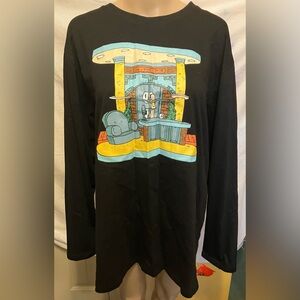 Mens XL NWT Nickelodeon Stick Stickly Black Long Sleeve Tee
